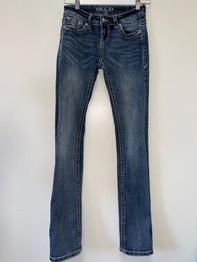 Grace (25) Denim Blue Jeans with Jeweled Pockets